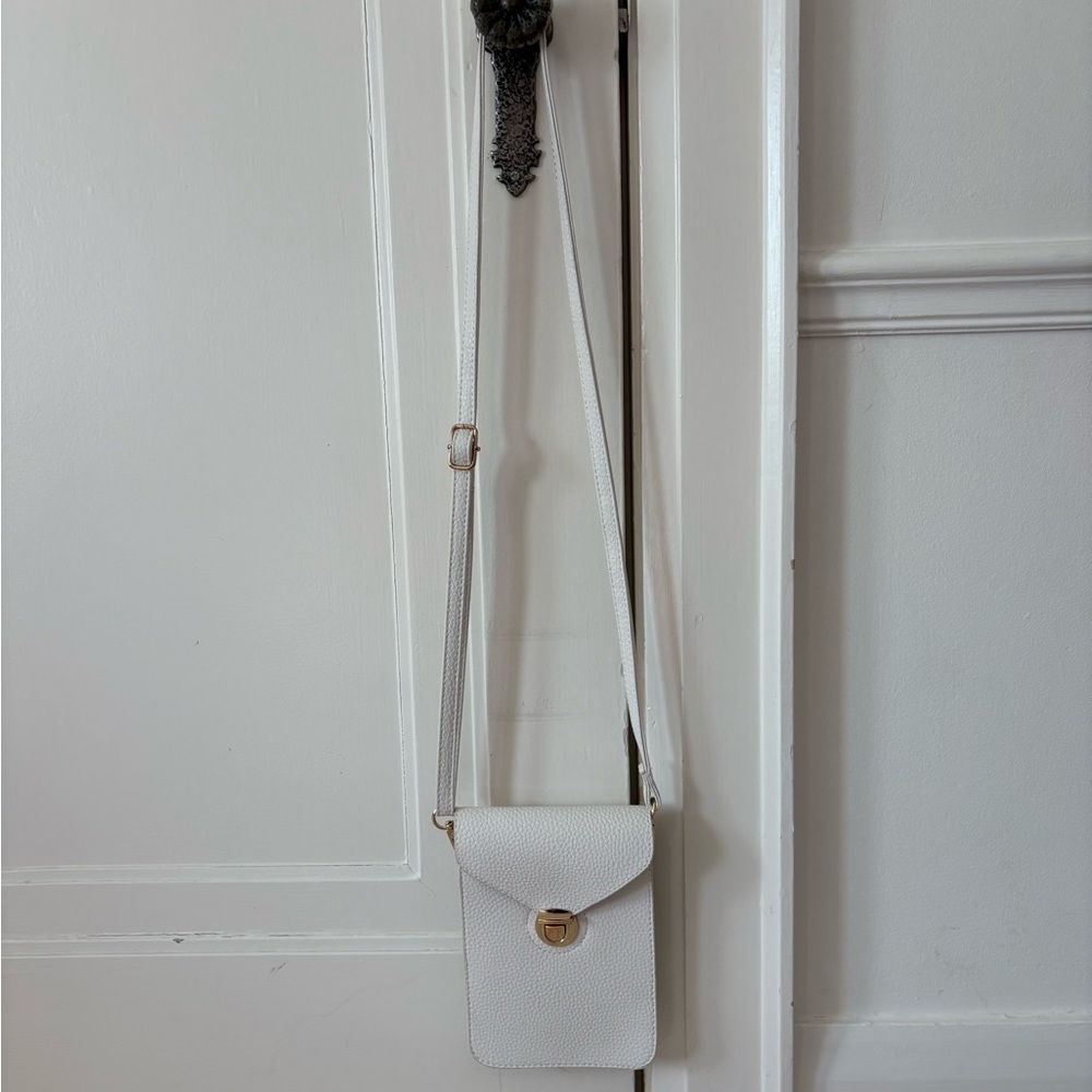 White crossbody phone pouch